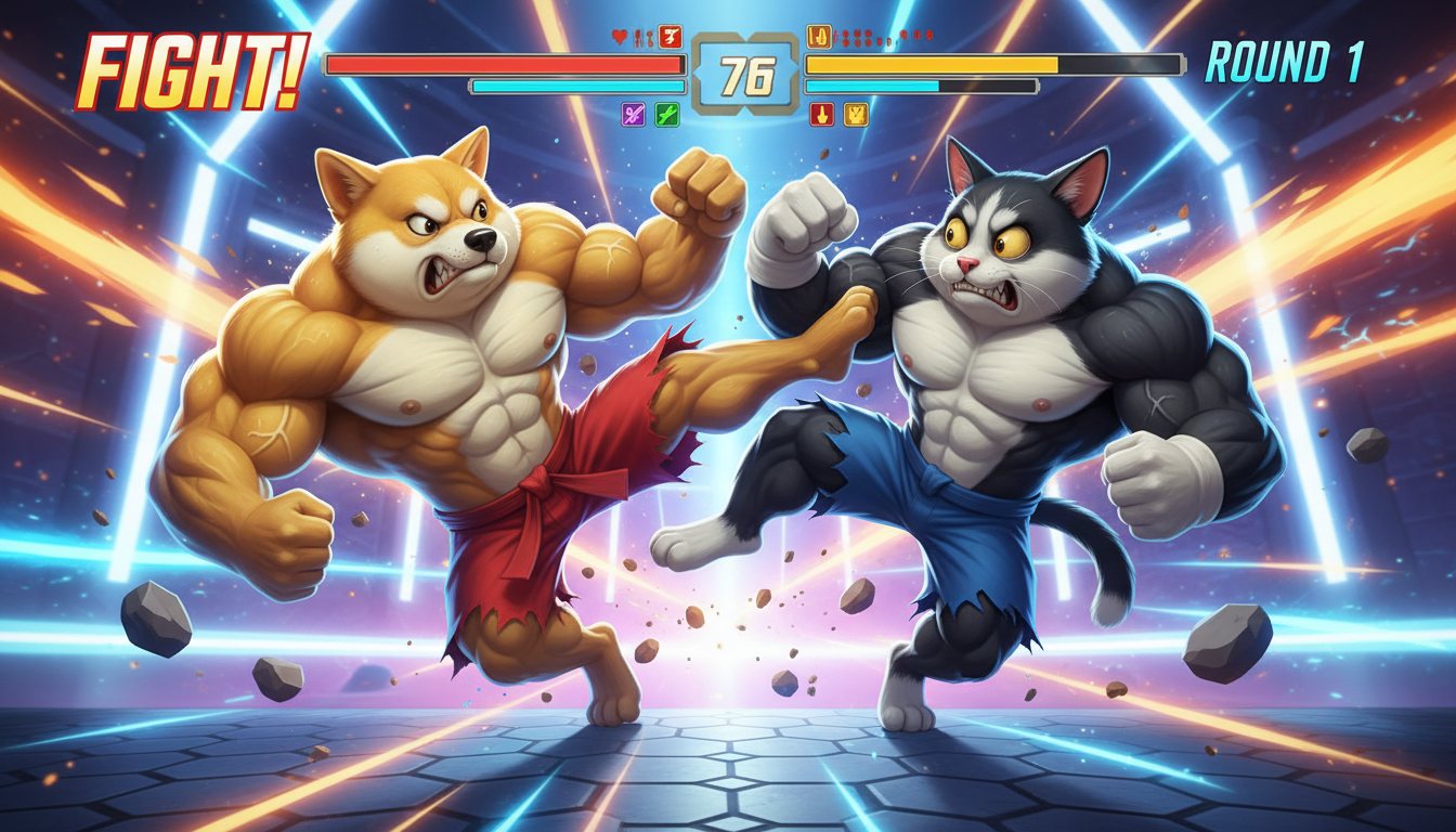 Luta de animais no PC, Fight of Animals review, jogo de luta hilário, Doge vs Cat, animais musculosos