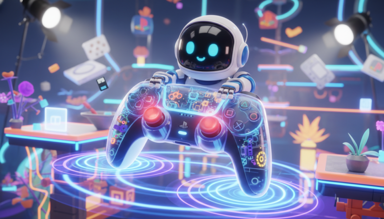 Astro Bot no Astro's Playroom, controle DualSense, recursos do PS5, introdução PS5