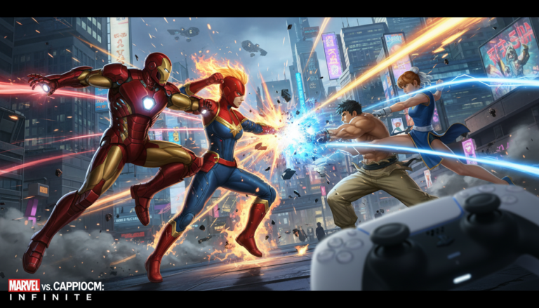 Marvel vs Capcom Infinite PS5 combate, Iron Man Ryu Chun-Li Capitã Marvel, jogo de luta gráficos PS5