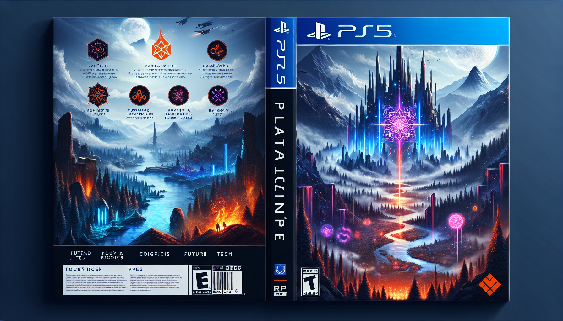 Capa de RPG para PS5 com mundo fantasioso