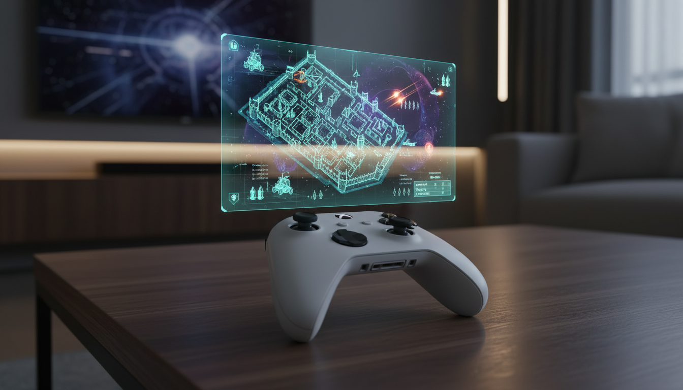 Xbox Series S, controle, jogo de estratégia, mapa holográfico, estratégia em console