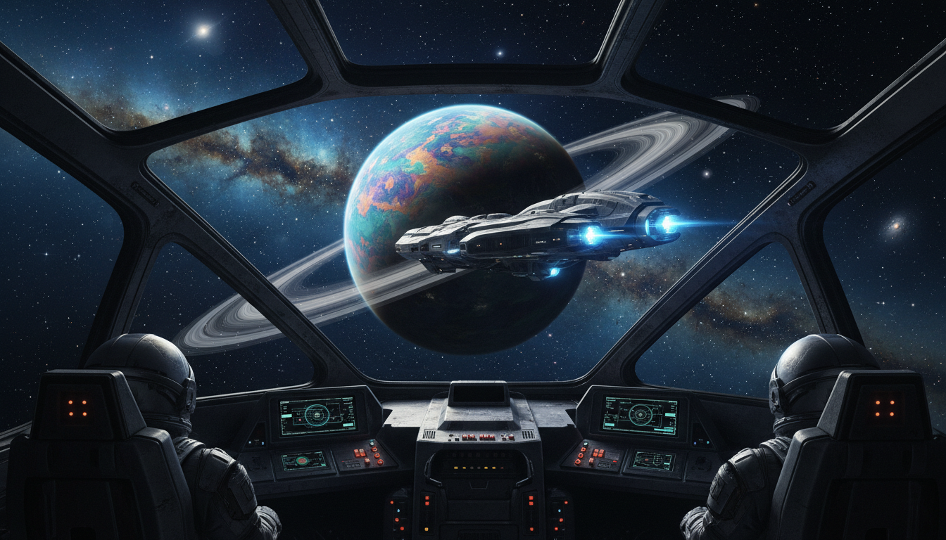 Nave espacial em órbita de planeta alienígena, simulação espacial Xbox Series S