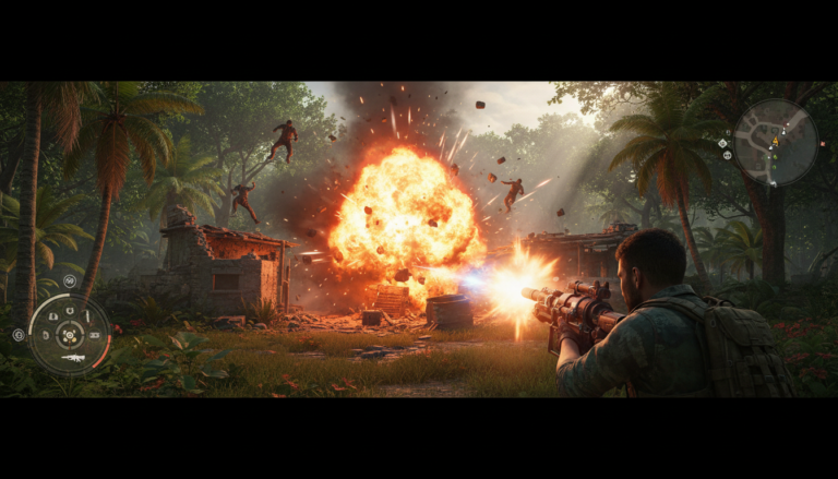 Explosão Far Cry 6 PC com arma Resolver em Yara