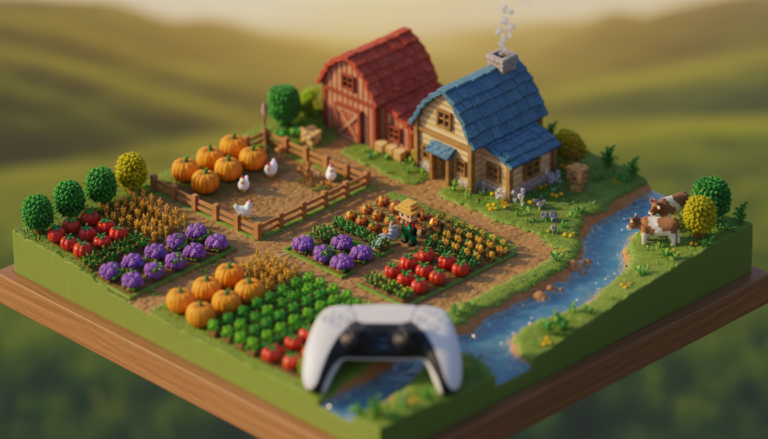 Stardew Valley PS5 fazenda pixel art vibrante prosperidade rural