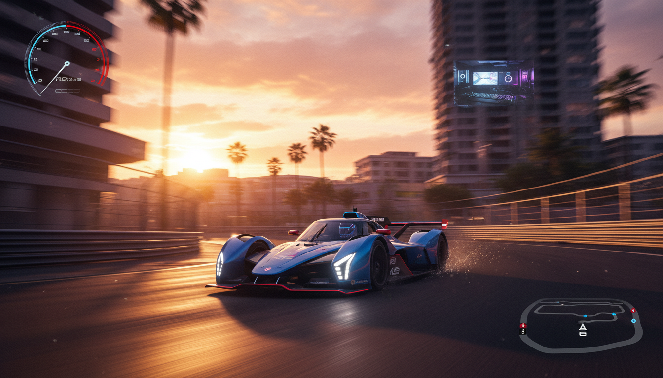 Carro de corrida de Grid Legends no PC em alta velocidade na cidade