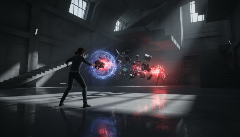 Jesse Faden lutando contra inimigos Hiss com poderes sobrenaturais em Control Ultimate Edition para PlayStation 5