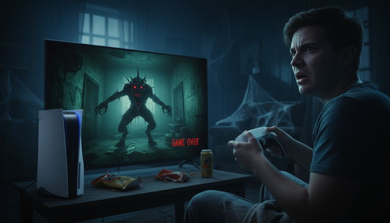 Jogador assustado com jogo de terror PS5 2026