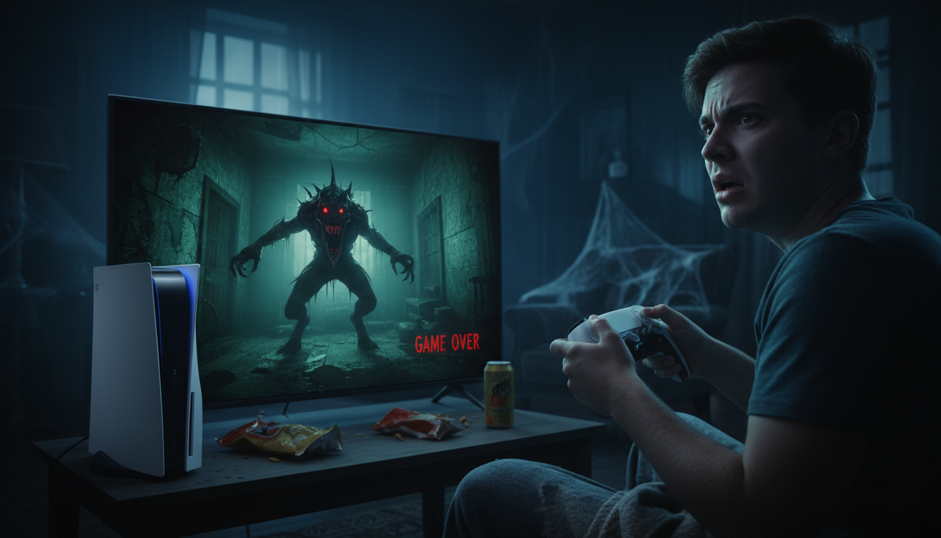 Jogador assustado com jogo de terror PS5 2026