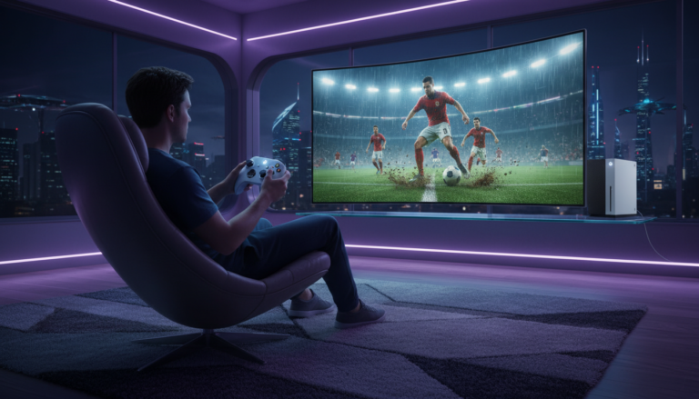 Xbox Series S, jogos de esportes 2026, futebol virtual, próxima geração, gamer jogando