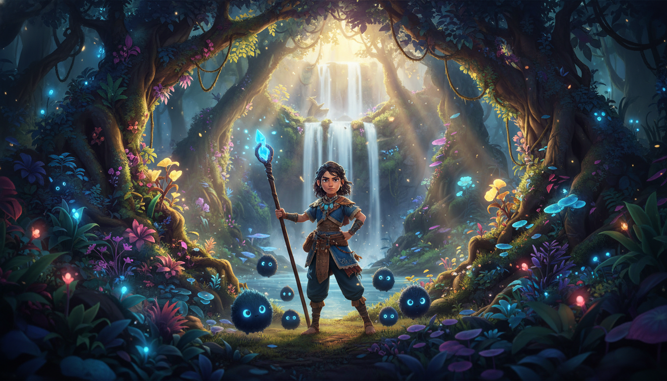 Kena Bridge of Spirits PS5, Kena, Rots, floresta mística, aventura, jogo PS5