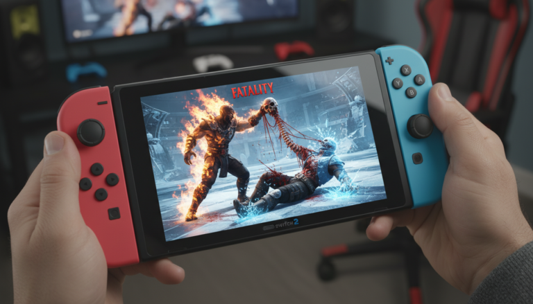 Screenshot de Fatality de Scorpion em Mortal Kombat 1 no Nintendo Switch 2