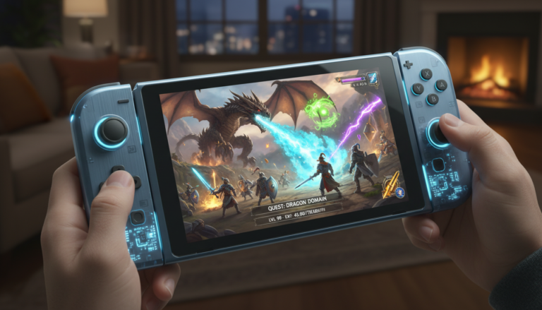 Nintendo Switch 2 rodando um RPG de fantasia com gráficos avançados