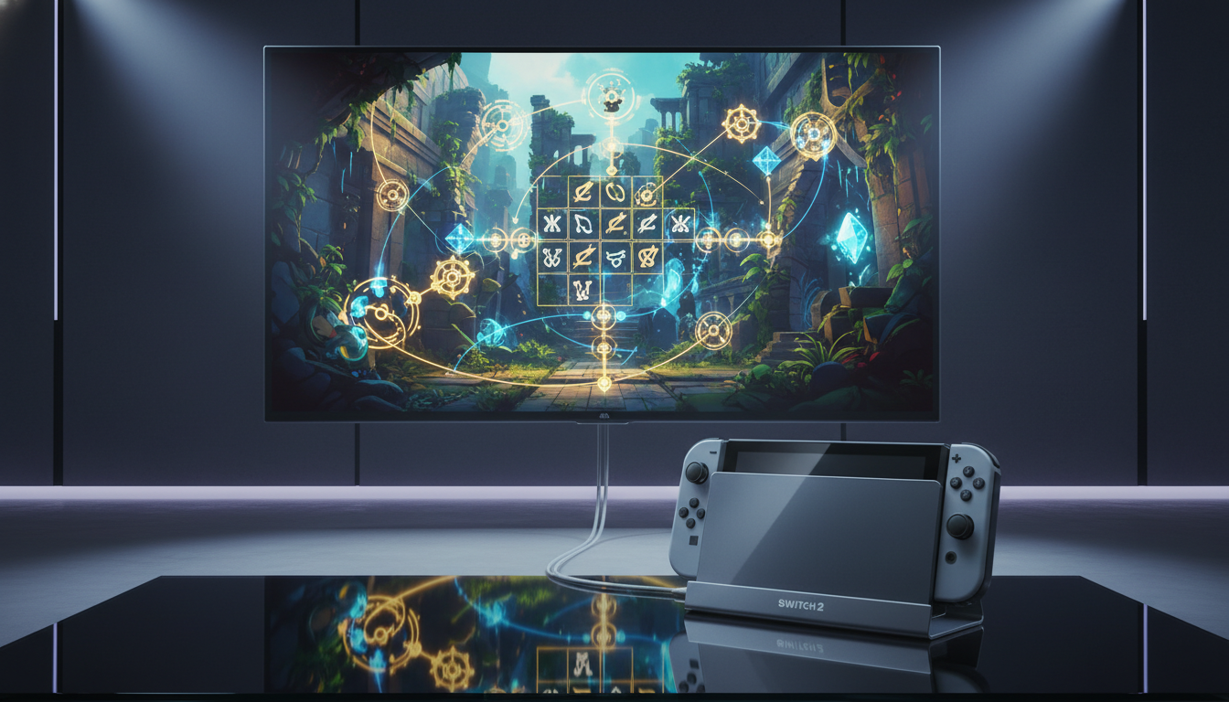 Nintendo Switch 2 com jogo de puzzle em 4K