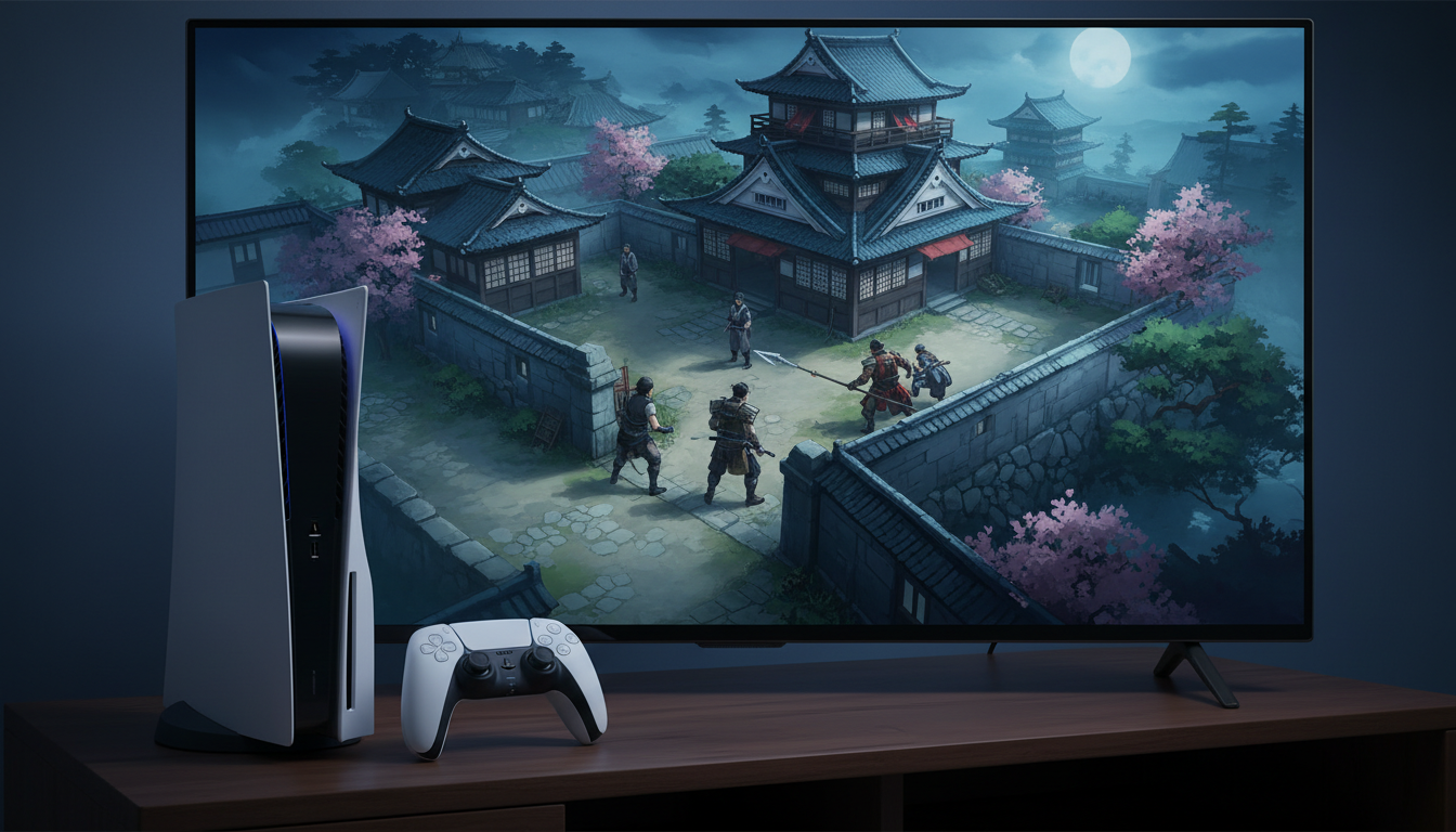 Shadow Tactics Blades of the Shogun PS5 jogabilidade, gráficos aprimorados, console PlayStation 5, jogo de estratégia tática