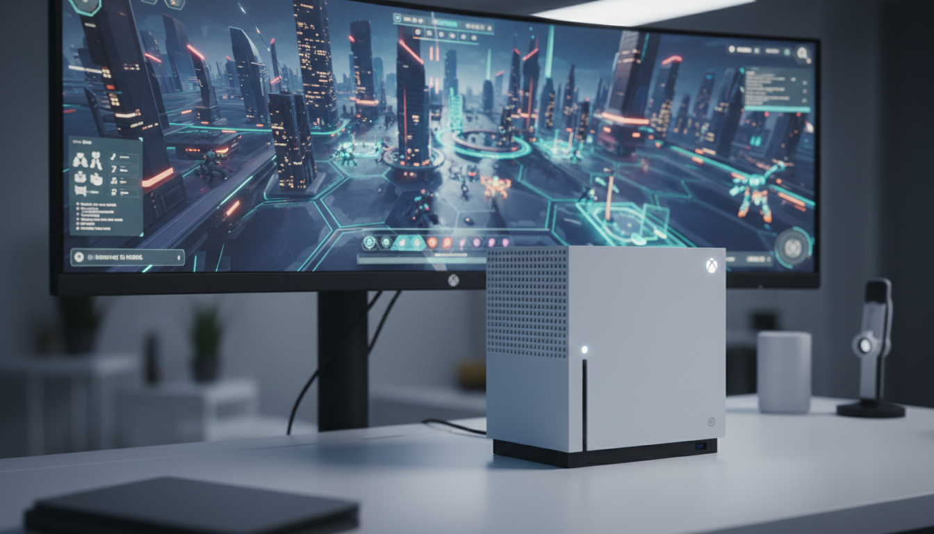 Xbox Series S 2026, console para jogos de estratégia, tela de jogo tático, futuro dos games em console compacto, era de ouro da estratégia digital.
