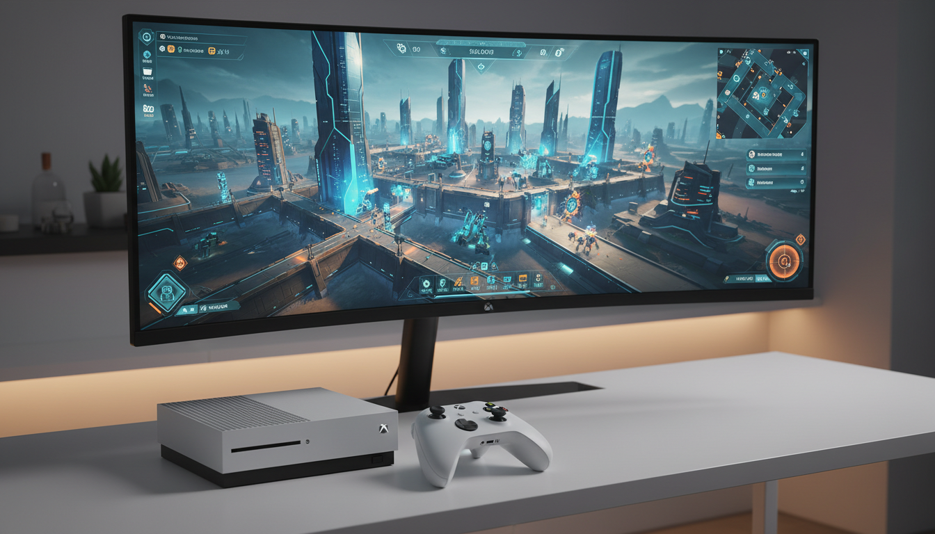 Xbox Series S com jogo de estratégia na tela em 2026