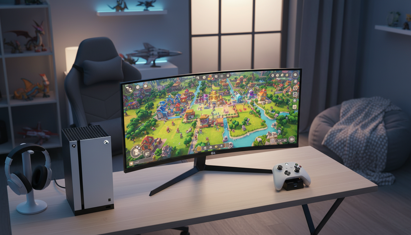 Gamer jogando um simulador barato e bom no Xbox Series S