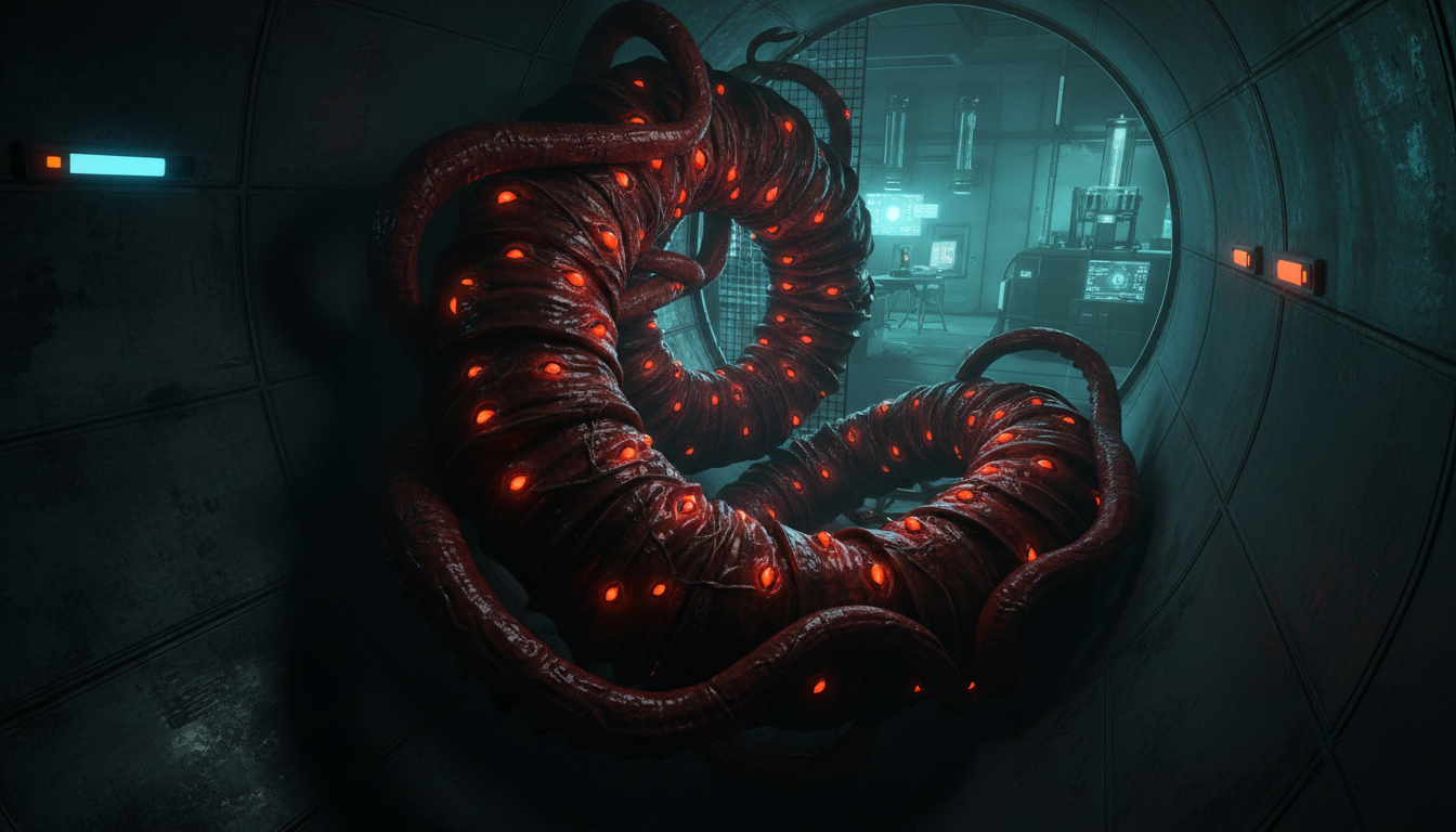 Criatura de Carrion, jogo de terror invertido, monstro, tentáculos, pixel art, jogo de PC, horror, plataforma