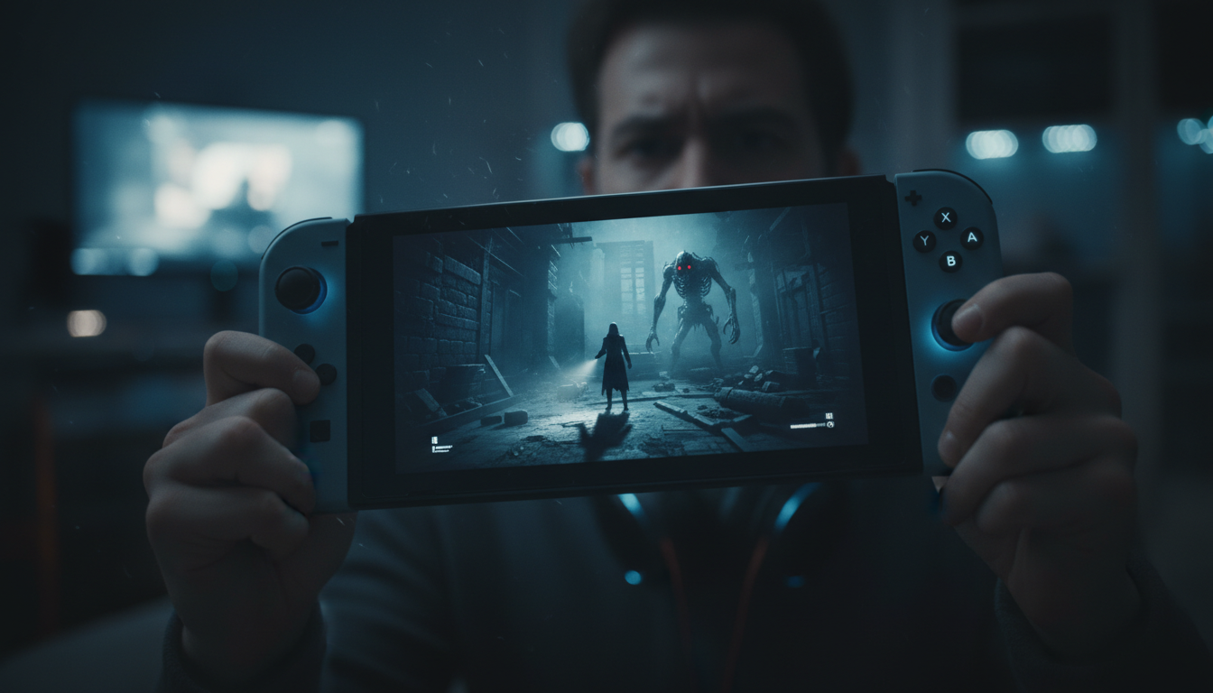 Nintendo Switch 2 jogando terror, console híbrido horror, nova geração games de medo