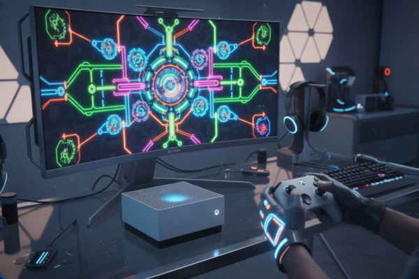 Pessoa jogando um jogo de puzzle complexo no Xbox Series S em 2026