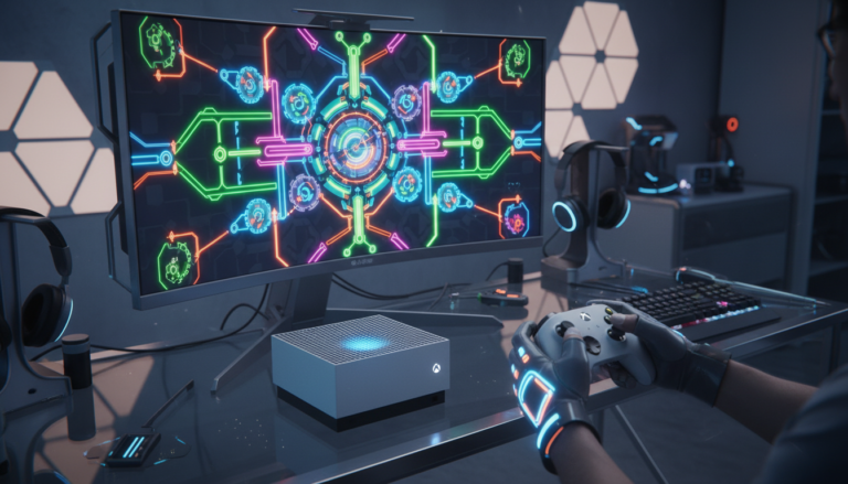 Pessoa jogando um jogo de puzzle complexo no Xbox Series S em 2026