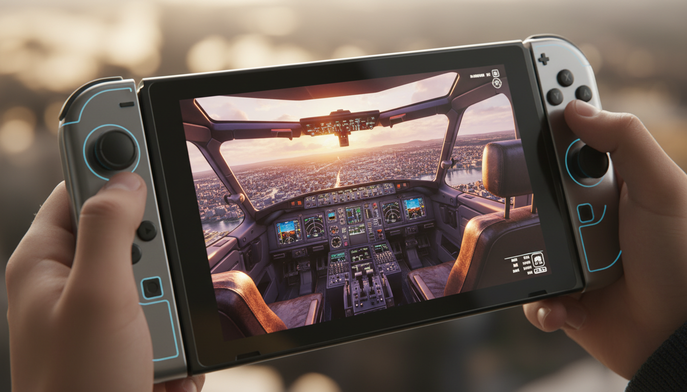 Console Nintendo Switch 2 com simulador de voo realista, gráficos avançados, DLSS e Ray Tracing