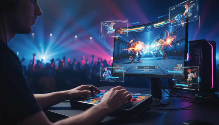 Jogador de e-sports em Competição Acirrada com jogos de luta para PC de 2026
