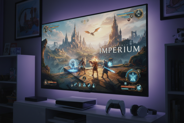 Gameplay de Imperium no PlayStation 5 com alta fidelidade gráfica e elementos de interface de usuário