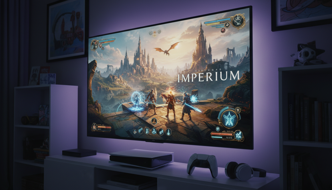 Gameplay de Imperium no PlayStation 5 com alta fidelidade gráfica e elementos de interface de usuário