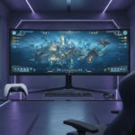 PlayStation 5 com jogo de estratégia de 2026 em tela, console PS5, controle DualSense, jogos de estratégia para PS5, novidades 2026