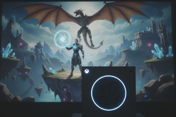 Xbox Series S rodando um RPG de fantasia com gráficos detalhados
