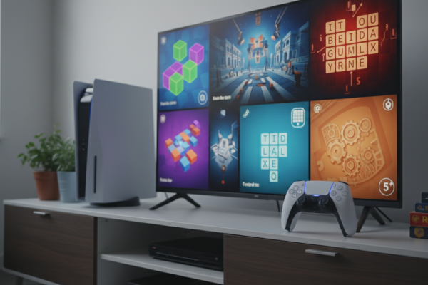 Coleção de Jogos de Puzzle para PlayStation 5 com controle DualSense