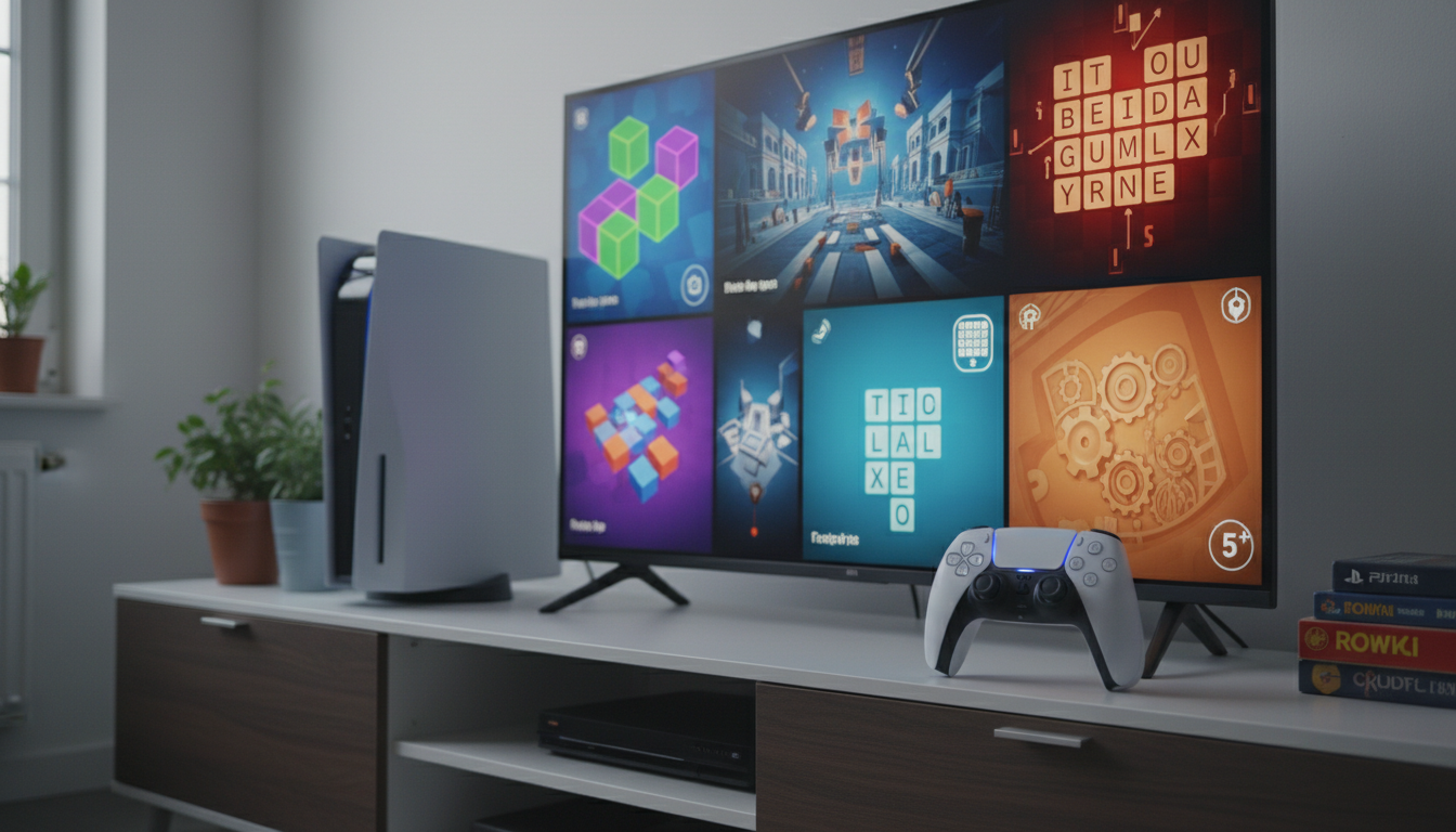 Coleção de Jogos de Puzzle para PlayStation 5 com controle DualSense