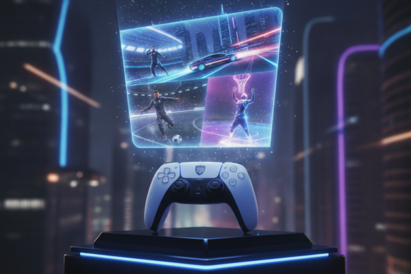 DualSense PS5 com jogos esportivos 2026, gráficos realistas, ray tracing, lançamentos, experiência imersiva