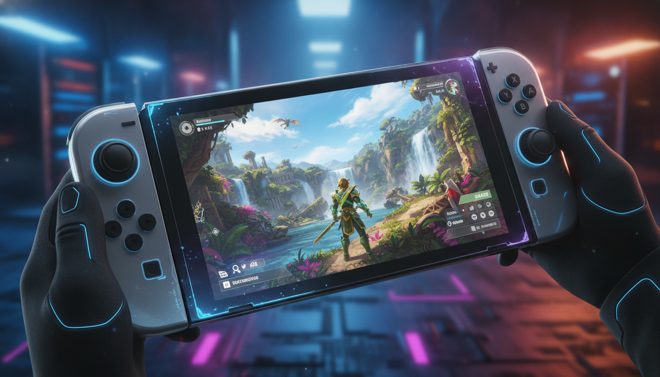 Nintendo Switch 2, console de próxima geração, jogos de ação e aventura, futuro dos games, tecnologia, gráficos avançados, portabilidade, inovação em jogos.